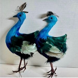 VINTAGE - PAIR OF BLUE BIRDS (FOR HOME & HOLIDAY DECOR/CHRISTMAS TREE ORNAMENTS)